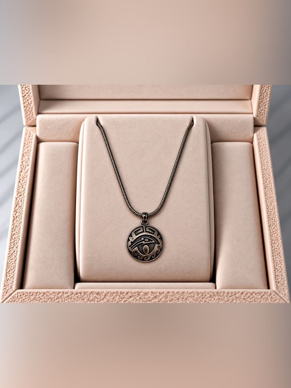 Sterling Silver Eye of Horus Pendant Necklace - Antique Silver